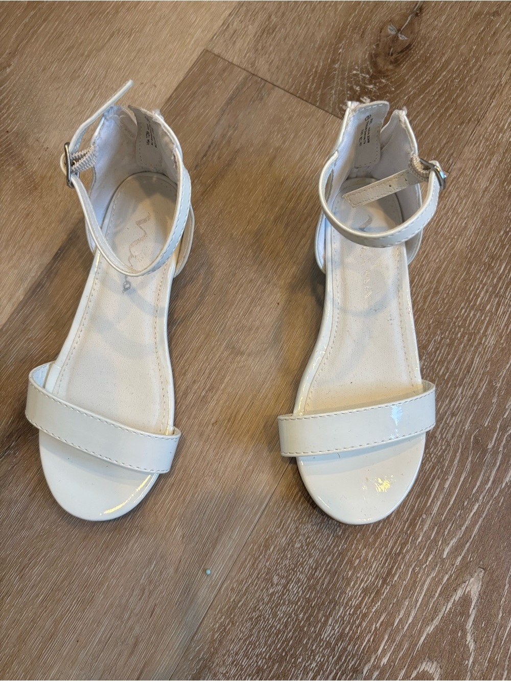 Nina White Patent Ankle-Strap Sandals for Kids